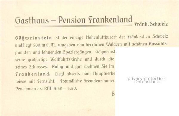Goessweinstein Gasthaus-Pension Frankenland Informationen – Bild 2
