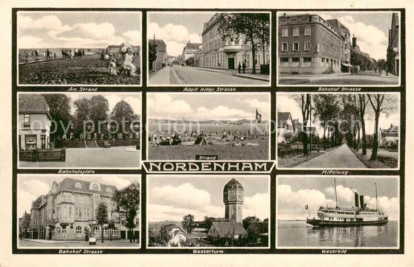 Nordenham A.H.-Strasse - Bahnhofstrasse - Strand - Wasserturm - Weserbild - Feld