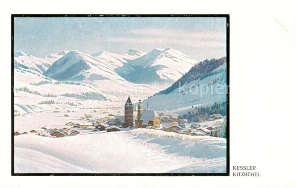 Kitzbuehel Tirol AT Gesamtansicht Kuenstlerkarte Kessler