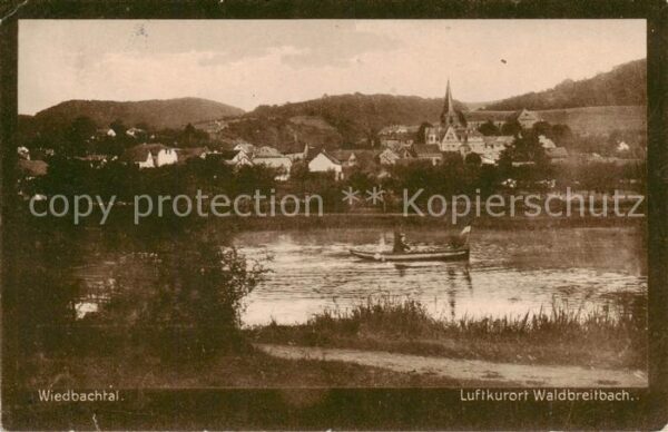 Waldbreitbach Wied Teilansicht im Wiedbachtal m. Boot