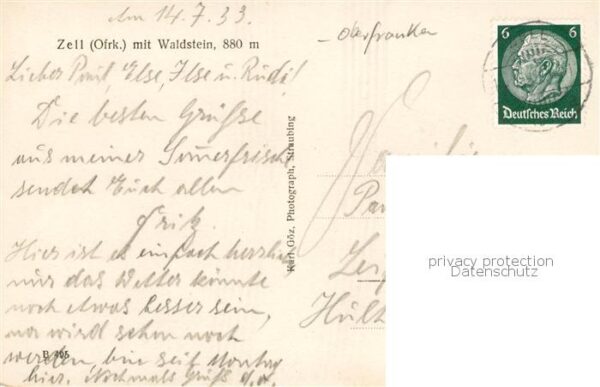 Zell Oberfranken Gesamtansicht m. Waldstein – Bild 2