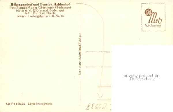 Bonndorf ueberlingen Hoehengasthof u. Pension Haldenhof Aussenansicht m. See – Bild 2