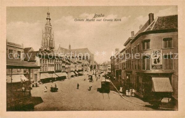 Breda  Noord-Brabant NL Grosser Markt m. Grosser Kirche - Strassenbahn