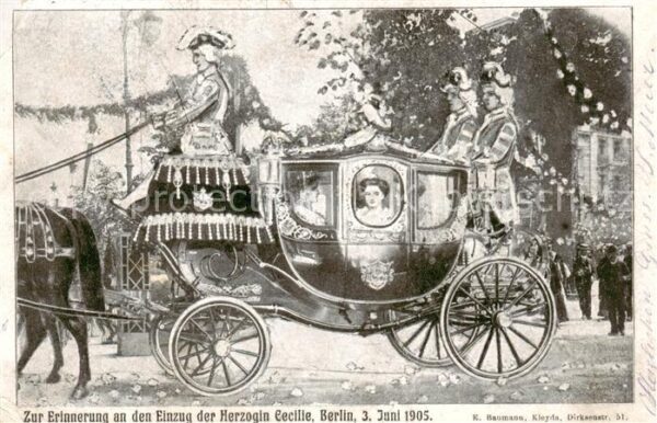 Berlin Einzug d. Herzogin Cecilie Kutsche