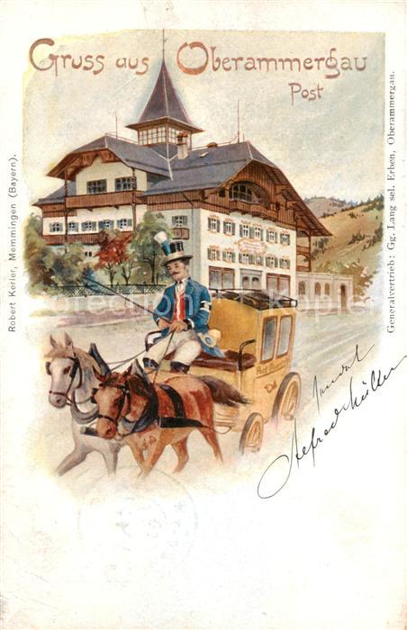 Oberammergau Post Kutsche Kuenstlerkarte