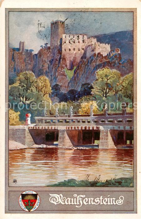 Rauhenstein Burgruine  Baden Wien AT Ansicht mit Bruecke