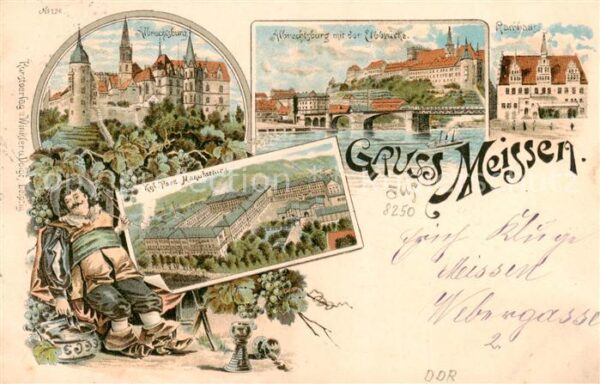 Meissen Elbe Sachsen Albrechtsburg Elbbruecke Rathaus Koenigliche Porzellan Manu