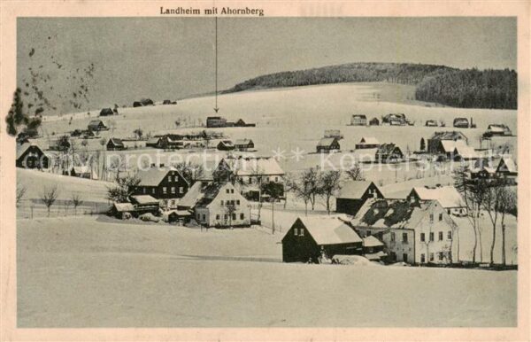 Heidelberg Erzgebirge Ortsansicht mit Landheim mit Ahornberg Winterlandschaft