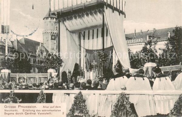Koeln  Rhein Grosse Prozession Altar auf dem Neumarkt Cardinal Vannutelli