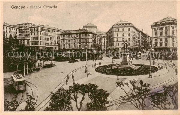 Genova Genua Liguria IT Piazza Corvetto Denkmal Strassenbahn