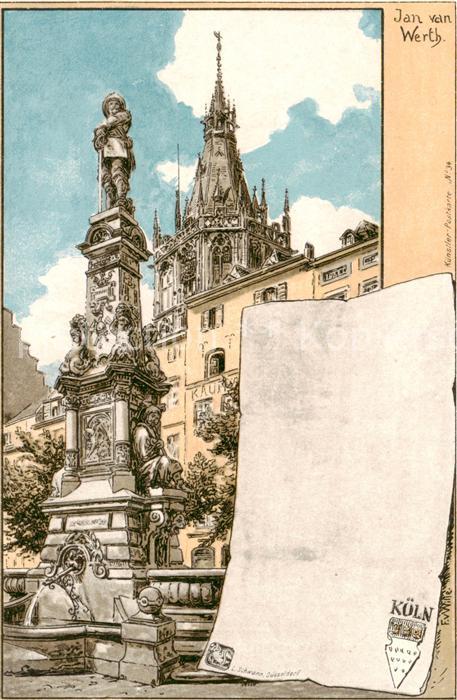 Koeln  Rhein Jan van Werth Denkmal Kuenstlerkarte