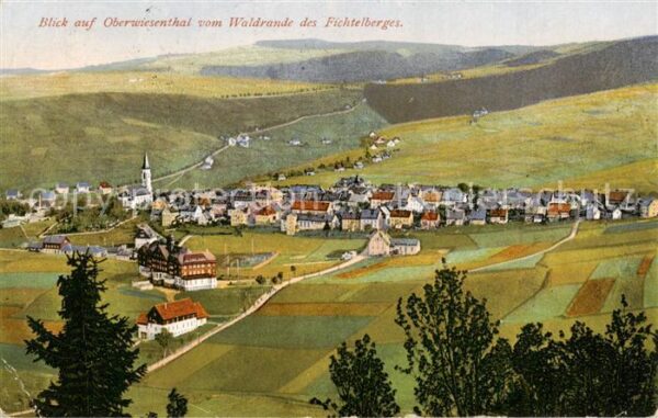Oberwiesenthal Erzgebirge Panorama Blick vom Waldrand des Fichtelberges aus