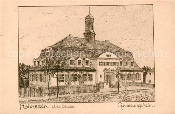 Hohnstein Saechsische Schweiz Genesungsheim Zeichnung Kuenstlerkarte