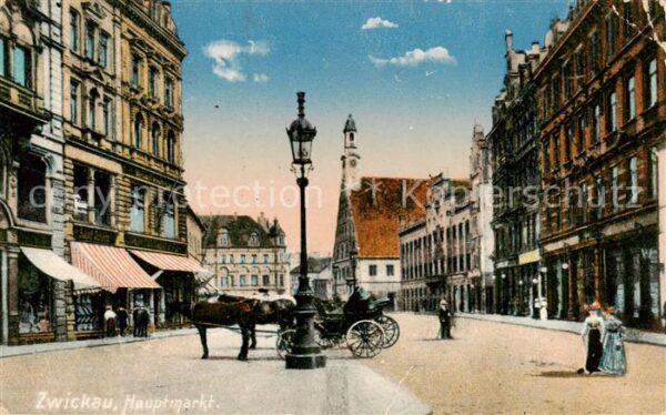 Zwickau  Sachsen Hauptmarkt Pferdedroschke