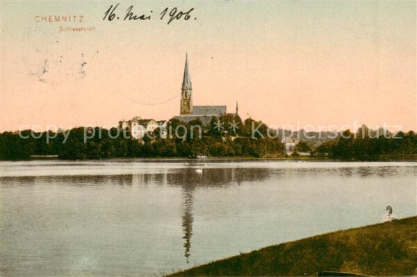 Chemnitz Schlossteich Blick zur Kirche