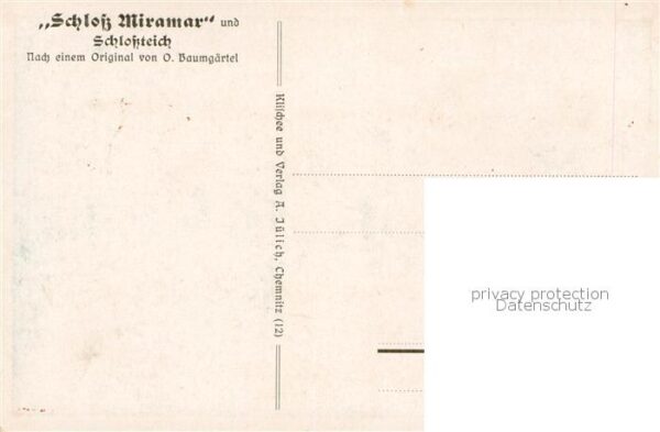 Chemnitz Schloss Miramar und Schlossteich nach Original von O. Baumgaertel Kuens – Bild 2