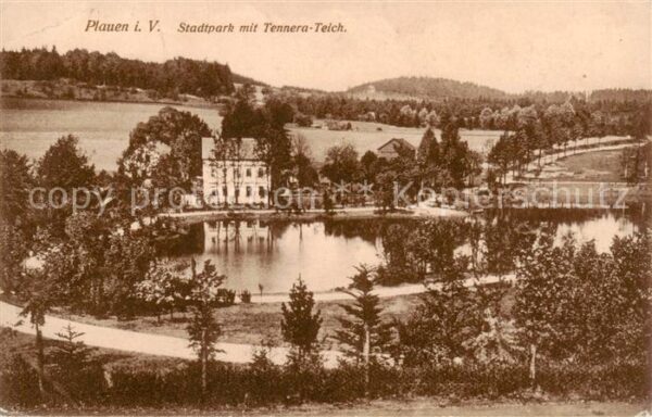 Plauen  Vogtland Stadtpark mit Tennera Teich