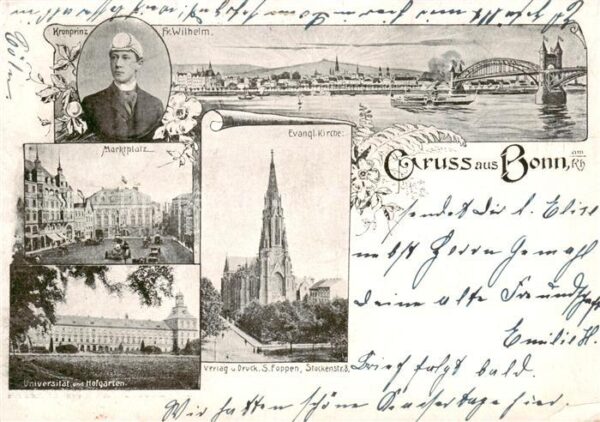 Bonn Rhein Portrait Kronprinz Friedrich Wilhelm Panorama Marktplatz Kirche