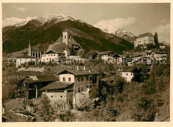 Scena Schenna Merano IT Ansicht mit Kirche