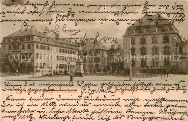 Saarbruecken Schlossplatz mit Bismarckdenkmal