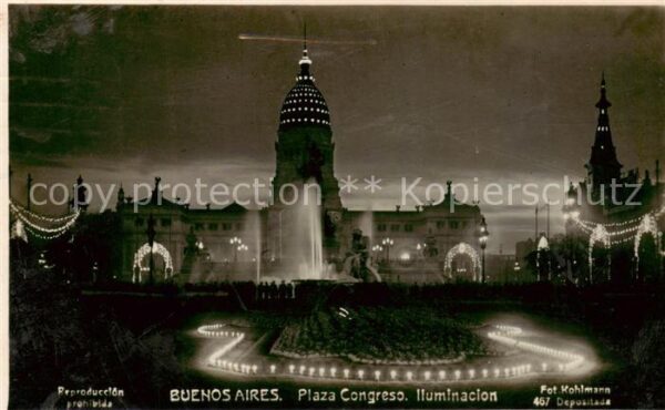 Buenos Aires Argentina Plaza Congreso Iluminacion