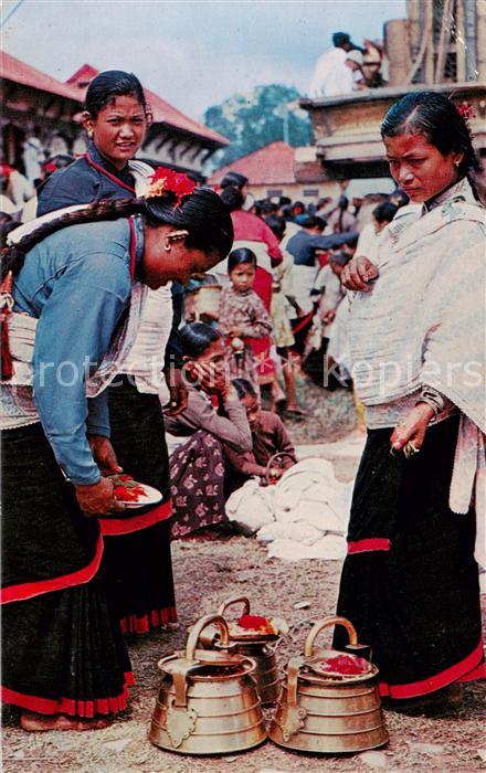 Kathmandu Nepal Typical women preparing for worship