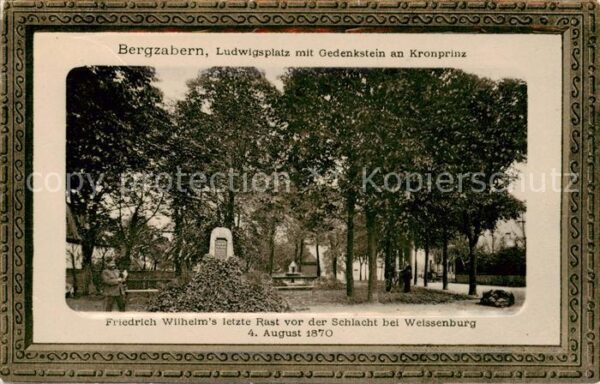 Bergzabern Bad Ludwigsplatz mit Gedenkstein an Kronprinz Friedrich Wilhelms letz