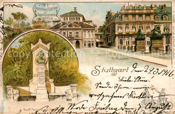 Stuttgart Hoftheater Hauff Denkmal auf dem Hasenberg