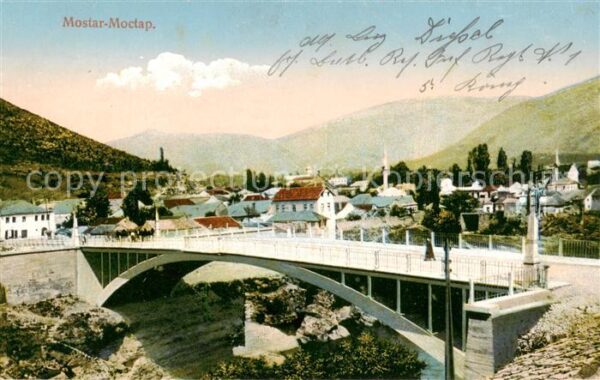 Mostar Moctap Bosnia and Herzegovina Panorama mit Bruecke Feldpost