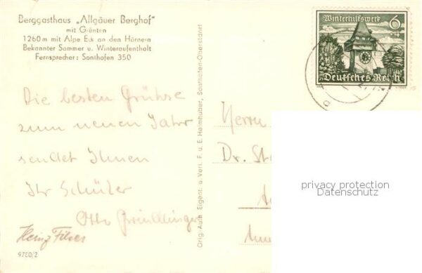 Sonthofen  Oberallgaeu Berggasthaus Allgaeuer Berghof Winterlandschaft mit Gruen – Bild 2