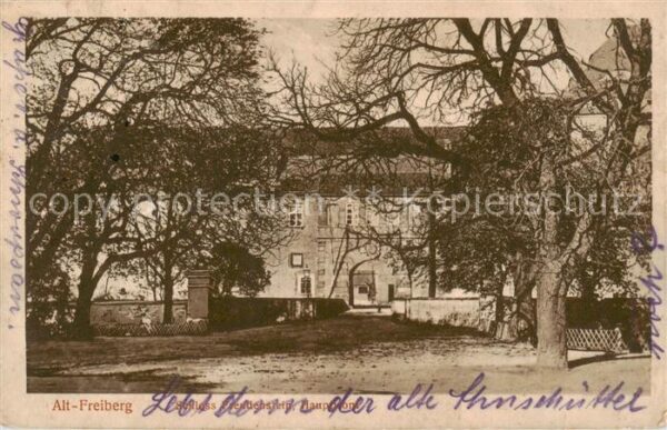 Freiberg  Sachsen Schloss Freudenstein Hauptfront Feldpost
