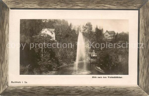 Buchholz Sachsen Blick zum Waldschloesschen mit Fontaene