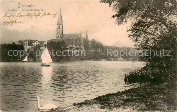 Chemnitz Schlossteich mit Schlosskirche