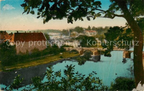 Grimma Blick vom Stadtwald nach der Muldenbruecke