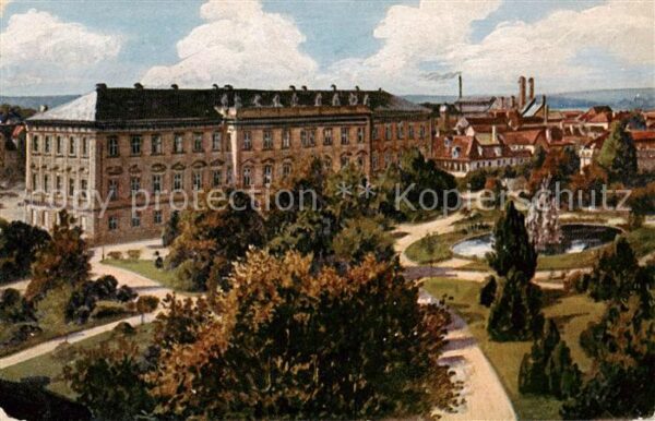 Erlangen Schloss mit Emigrantenbrunnen Feldpost