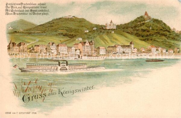 Koenigswinter Rhein mit Drachenfels