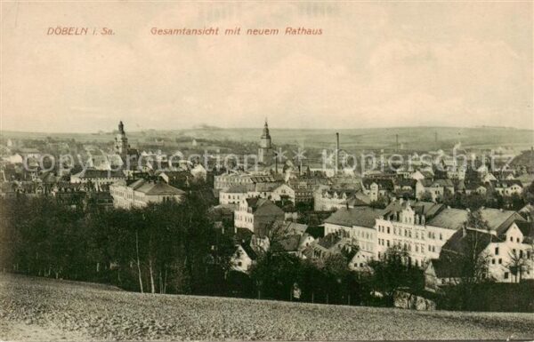 Doebeln Panorama mit neuem Rathaus