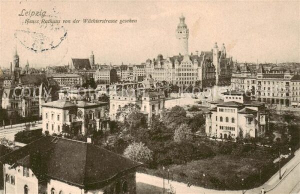 Leipzig Neues Rathaus von der Waechterstrasse gesehen