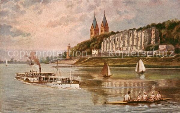 Kaiserswerth Rhein Rheindampfer Schlossruine Kirche