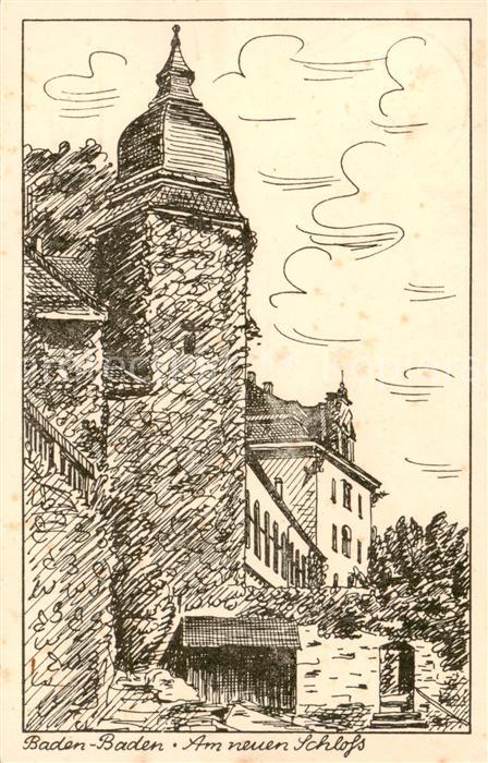Baden-Baden Am neuen Schloss Zeichnung