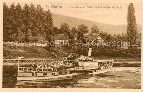 Bevern Holzminden Gasthaus zur Brille an der Weser Fahrgastschiff