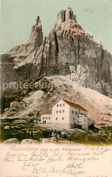 Vajolettuerme Trentino-Suedtirol IT Vajoletthuetten mit Winklerturm