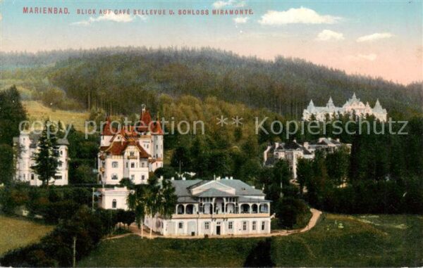Marienbad Tschechien Boehmen Cafe Bellevue und Schloss Miramonte