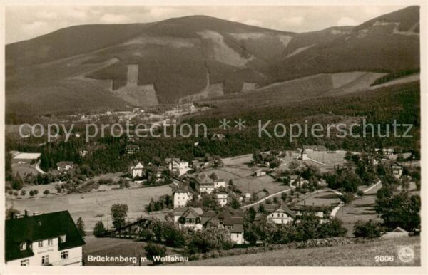 Brueckenberg Krummhuebel Riesengebirge PL Panorama mit Wolfshau