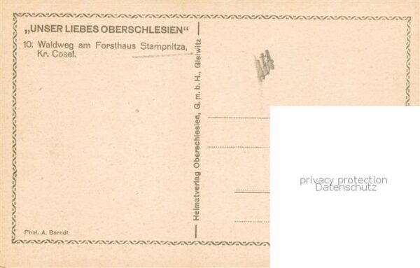 Stampnitza Stepnica PL Nr. 10 Waldweg am Forsthaus Serie Unseres liebes Oberschl – Bild 2
