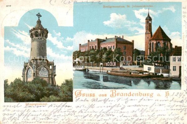 Brandenburg  Havel Kriegerdenkmal Realgymnasium St Johanniskirche