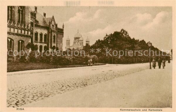 Riga Latvia Kommerzschule und Kathedrale