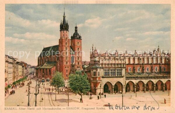 Krakau Krakow Alter Markt mit Marienkirche