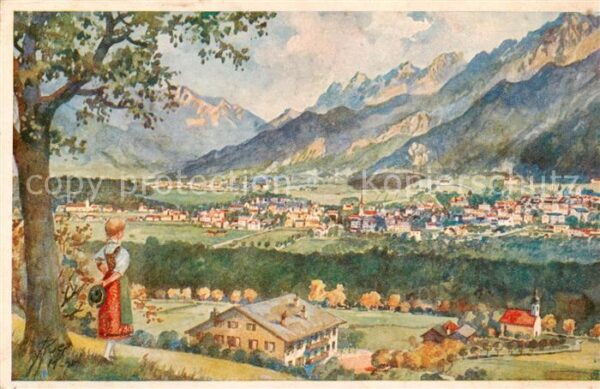 Bad Reichenhall Panorama Kuenstlerkarte