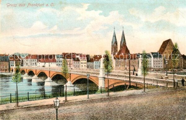 Frankfurt Oder Oderbruecke Blick zur Stadt